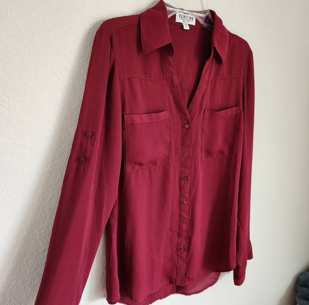 Express Pinkish Red Portofino Button Down Shirt